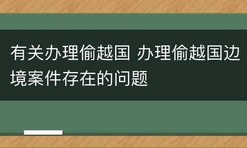 有关办理偷越国 办理偷越国边境案件存在的问题