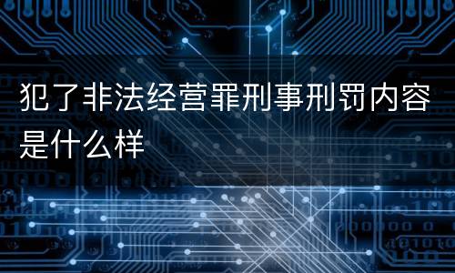 犯了非法经营罪刑事刑罚内容是什么样