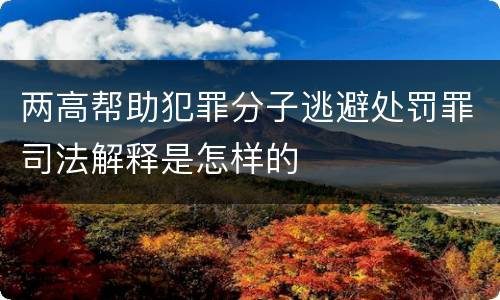 两高帮助犯罪分子逃避处罚罪司法解释是怎样的