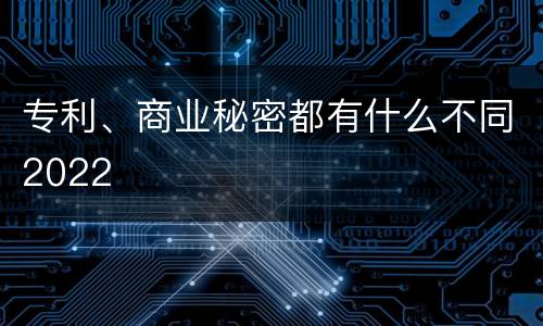 专利、商业秘密都有什么不同2022