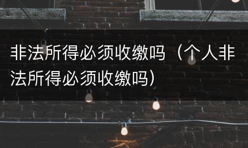 非法所得必须收缴吗（个人非法所得必须收缴吗）