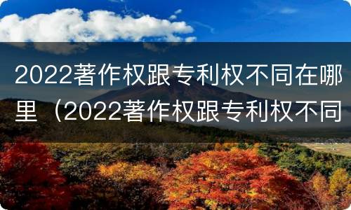 2022著作权跟专利权不同在哪里（2022著作权跟专利权不同在哪里查）