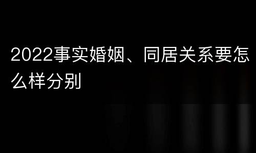 2022事实婚姻、同居关系要怎么样分别