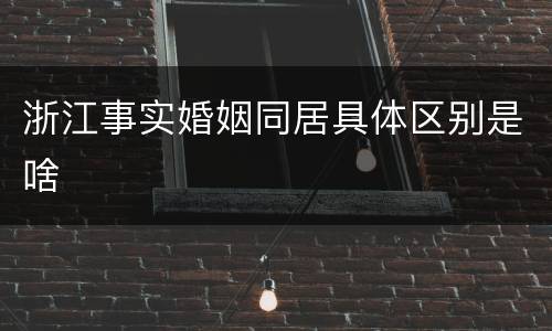 浙江事实婚姻同居具体区别是啥