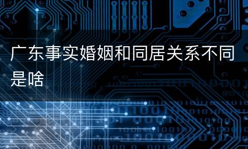 广东事实婚姻和同居关系不同是啥
