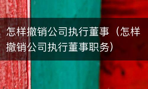 怎样撤销公司执行董事（怎样撤销公司执行董事职务）