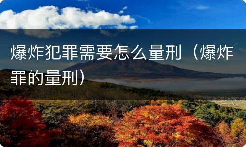 爆炸犯罪需要怎么量刑（爆炸罪的量刑）