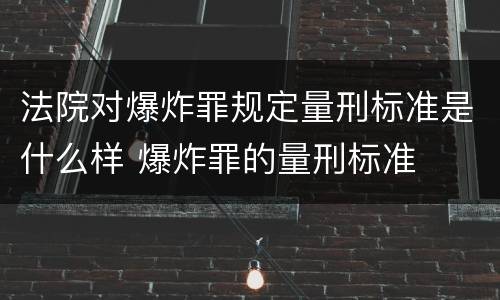 法院对爆炸罪规定量刑标准是什么样 爆炸罪的量刑标准