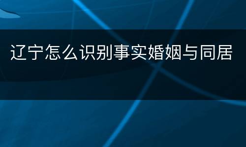 辽宁怎么识别事实婚姻与同居