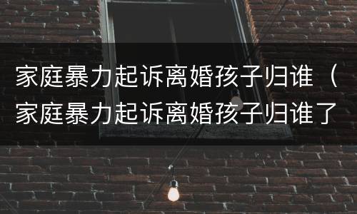 家庭暴力起诉离婚孩子归谁（家庭暴力起诉离婚孩子归谁了）