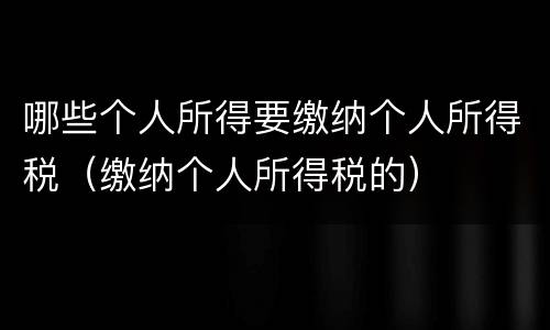 哪些个人所得要缴纳个人所得税（缴纳个人所得税的）