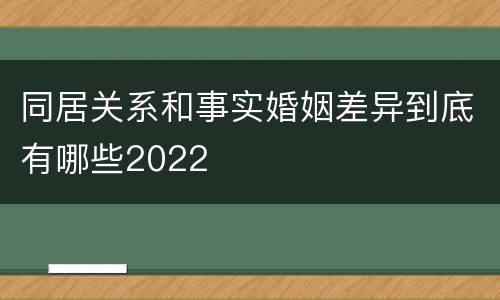 同居关系和事实婚姻差异到底有哪些2022
