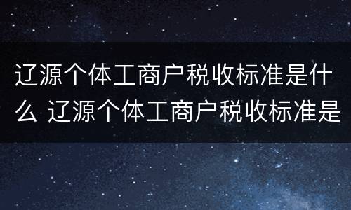 辽源个体工商户税收标准是什么 辽源个体工商户税收标准是什么样的