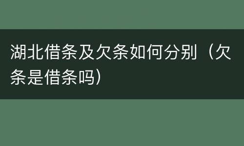 湖北借条及欠条如何分别（欠条是借条吗）