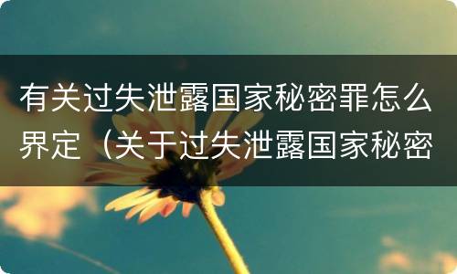 有关过失泄露国家秘密罪怎么界定（关于过失泄露国家秘密罪的立案标准）