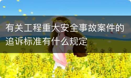 有关工程重大安全事故案件的追诉标准有什么规定