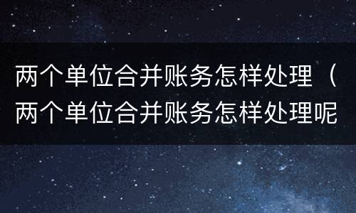 两个单位合并账务怎样处理（两个单位合并账务怎样处理呢）