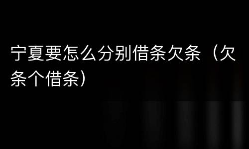 宁夏要怎么分别借条欠条（欠条个借条）