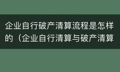 企业自行破产清算流程是怎样的（企业自行清算与破产清算）