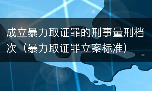 成立暴力取证罪的刑事量刑档次（暴力取证罪立案标准）