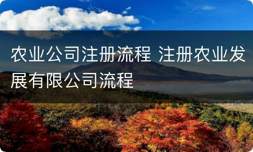 农业公司注册流程 注册农业发展有限公司流程