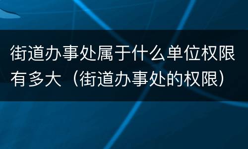 街道办事处属于什么单位权限有多大（街道办事处的权限）