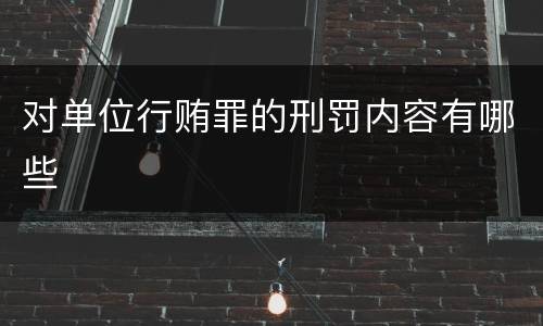对单位行贿罪的刑罚内容有哪些