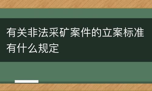 有关非法采矿案件的立案标准有什么规定