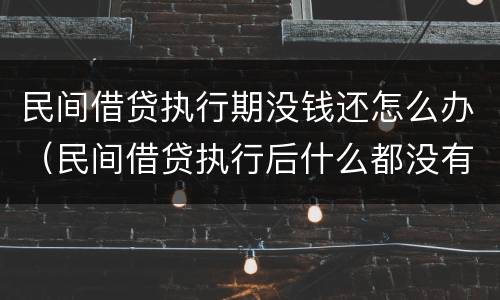 民间借贷执行期没钱还怎么办（民间借贷执行后什么都没有不还能怎样）