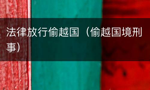 法律放行偷越国（偷越国境刑事）