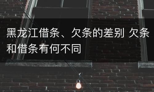 黑龙江借条、欠条的差别 欠条和借条有何不同