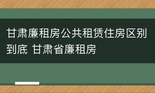 甘肃廉租房公共租赁住房区别到底 甘肃省廉租房