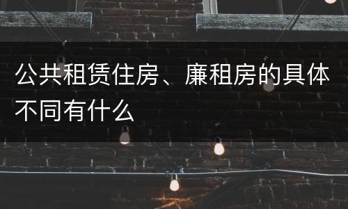 公共租赁住房、廉租房的具体不同有什么
