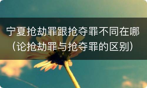 宁夏抢劫罪跟抢夺罪不同在哪（论抢劫罪与抢夺罪的区别）