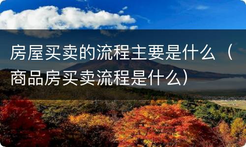 房屋买卖的流程主要是什么（商品房买卖流程是什么）