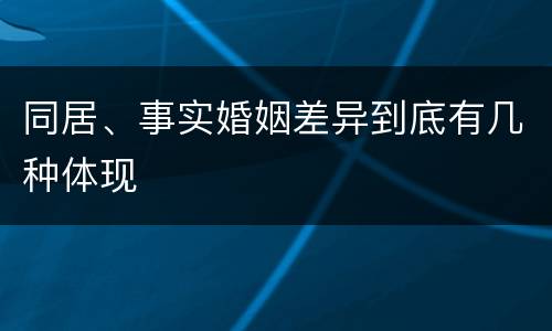 同居、事实婚姻差异到底有几种体现