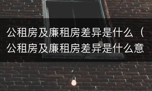 公租房及廉租房差异是什么（公租房及廉租房差异是什么意思）