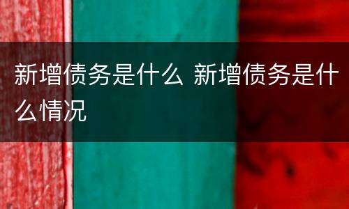 新增债务是什么 新增债务是什么情况