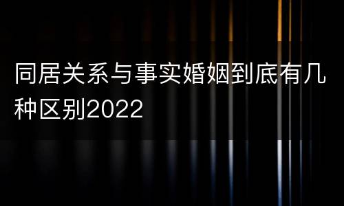 同居关系与事实婚姻到底有几种区别2022
