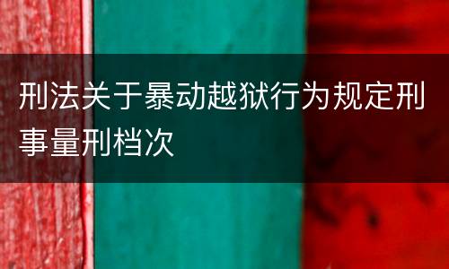 刑法关于暴动越狱行为规定刑事量刑档次