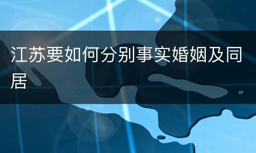 江苏要如何分别事实婚姻及同居