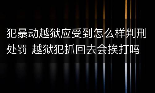 犯暴动越狱应受到怎么样判刑处罚 越狱犯抓回去会挨打吗
