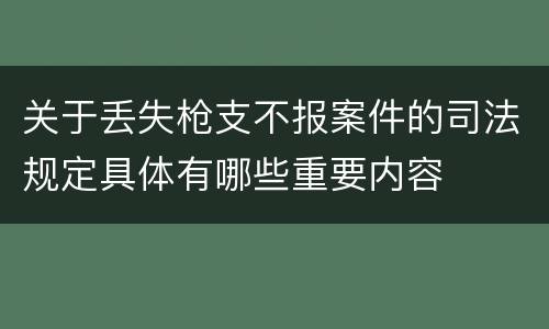 关于丢失枪支不报案件的司法规定具体有哪些重要内容