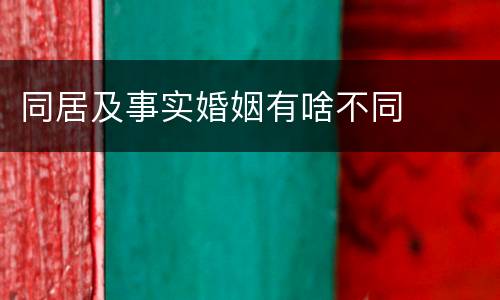 同居及事实婚姻有啥不同