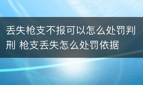 丢失枪支不报可以怎么处罚判刑 枪支丢失怎么处罚依据