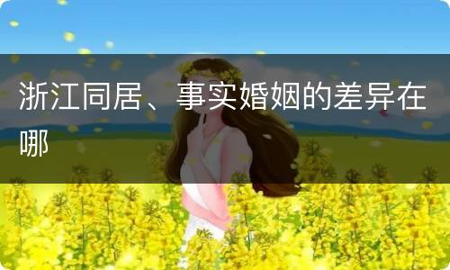 浙江同居、事实婚姻的差异在哪