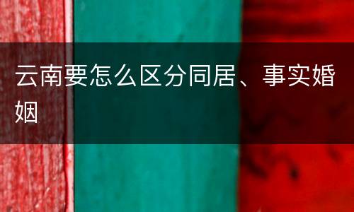 云南要怎么区分同居、事实婚姻
