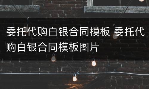 委托代购白银合同模板 委托代购白银合同模板图片