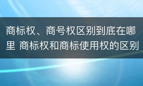 商标权、商号权区别到底在哪里 商标权和商标使用权的区别