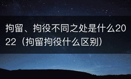 拘留、拘役不同之处是什么2022（拘留拘役什么区别）
